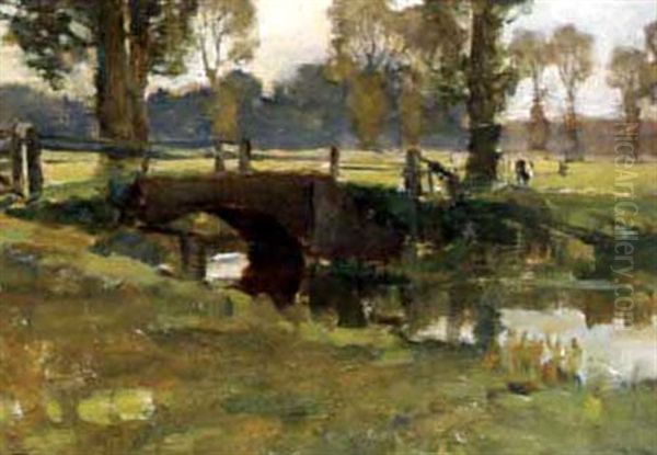 Evening At Little Glenham Oil Painting by Bertram Walter Priestman