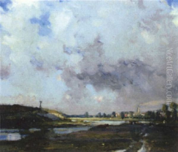 Storm Clouds Over The Meadow Oil Painting by Bertram Walter Priestman