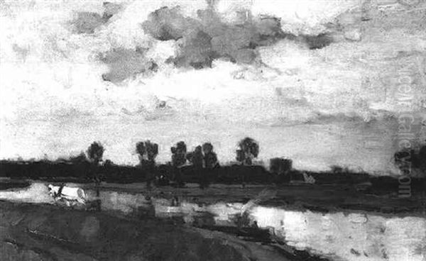 Along The Towpath Oil Painting by Bertram Walter Priestman