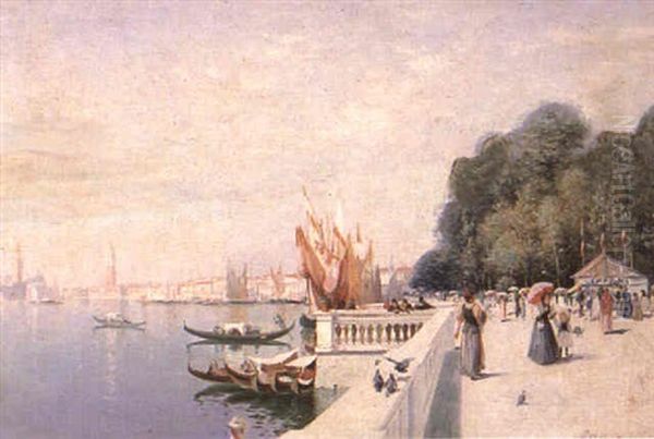 Riva Degli Schiavoni, Venice Oil Painting by Bertram Walter Priestman
