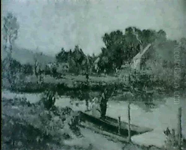 The Village Ferry Oil Painting by Bertram Walter Priestman