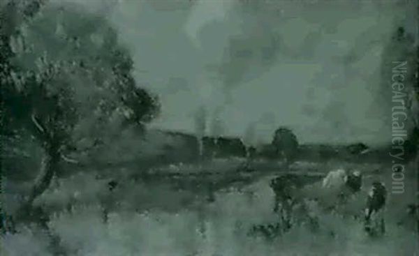 Cattle By A River Oil Painting by Bertram Walter Priestman