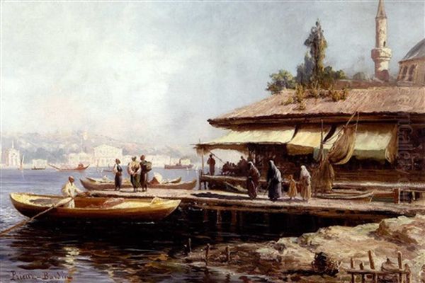 Uskudar'dan Dolmabahce'ye Bakis Oil Painting by Francois Leon Prieur-Bardin