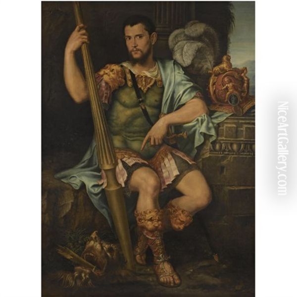 Portrait Of A Nobleman, Jean De Dinteville (?), As St. George Oil Painting by Francesco Primaticcio