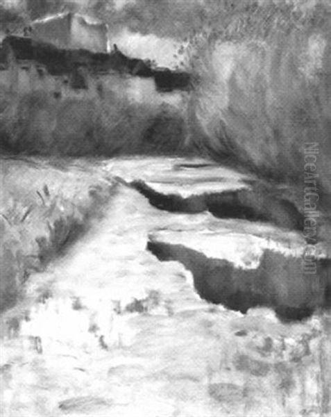 Landschaft Mit Feldweg Und Stadtchen Oil Painting by Andre Julien Prina