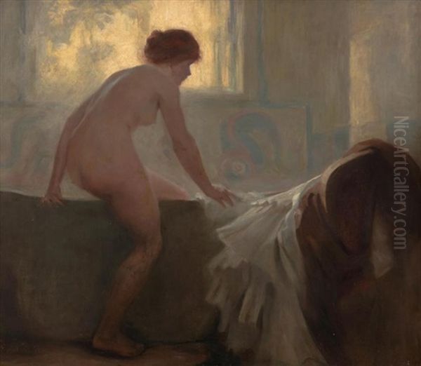 Lady In The Bath Oil Painting by Rene Xavier Francois Prinet