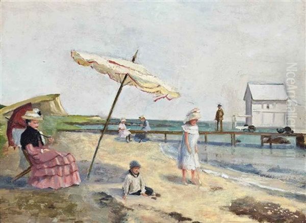 Sur La Plage Oil Painting by Rene Xavier Francois Prinet