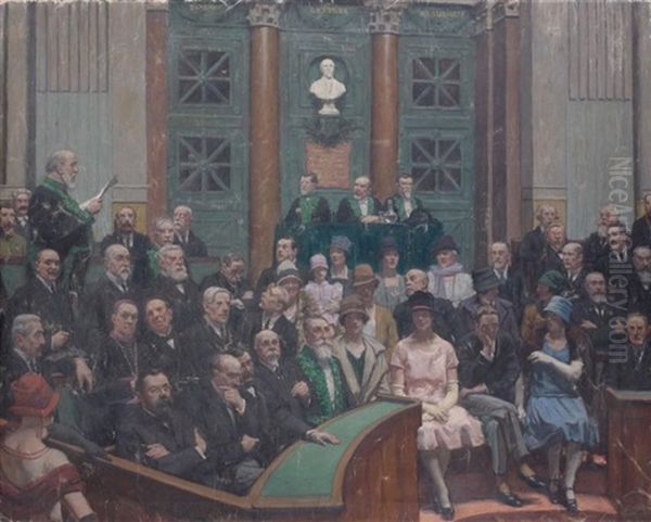 Sous La Coupole, Reception D'albert Besnard A L'academie Des Beaux-arts Oil Painting by Rene Xavier Francois Prinet