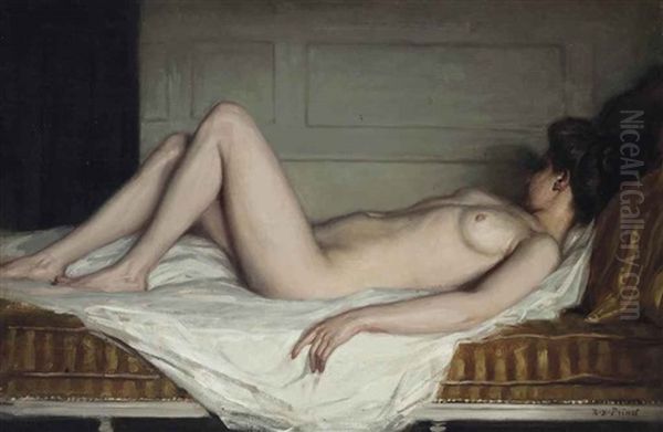Reclining Nude Oil Painting by Rene Xavier Francois Prinet