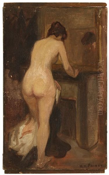 Etude Du Salon (standing Nude) Oil Painting by Rene Xavier Francois Prinet