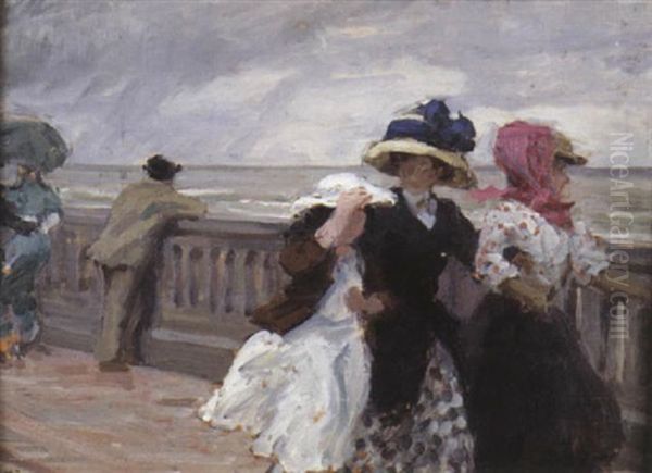 La Digue (ou Coup De Vent) Oil Painting by Rene Xavier Francois Prinet