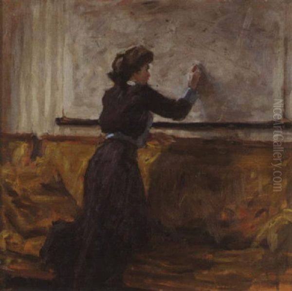 La Lecon De Geographie Oil Painting by Rene Xavier Francois Prinet