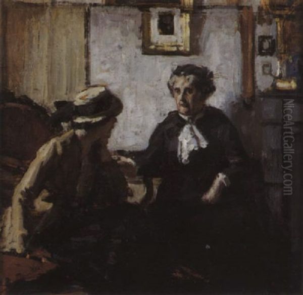 Tradition Or Les Visiteurs Oil Painting by Rene Xavier Francois Prinet