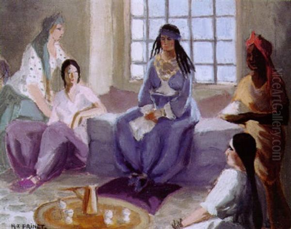 L'heure Du Cafe Oil Painting by Rene Xavier Francois Prinet