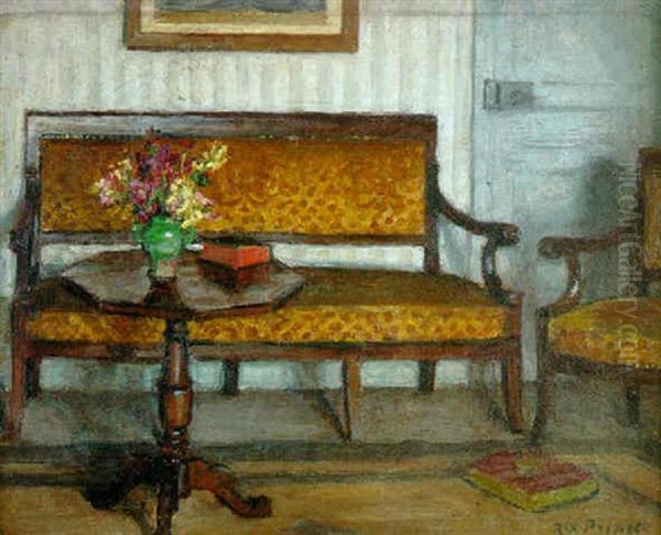 Le Salon Restauration Oil Painting by Rene Xavier Francois Prinet