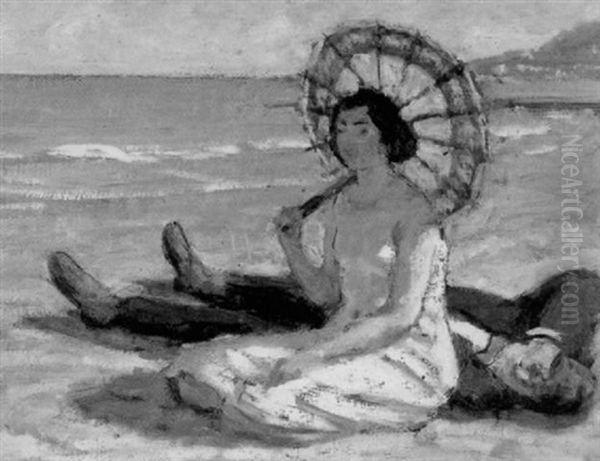 La Femme A L'ombrelle Oil Painting by Rene Xavier Francois Prinet