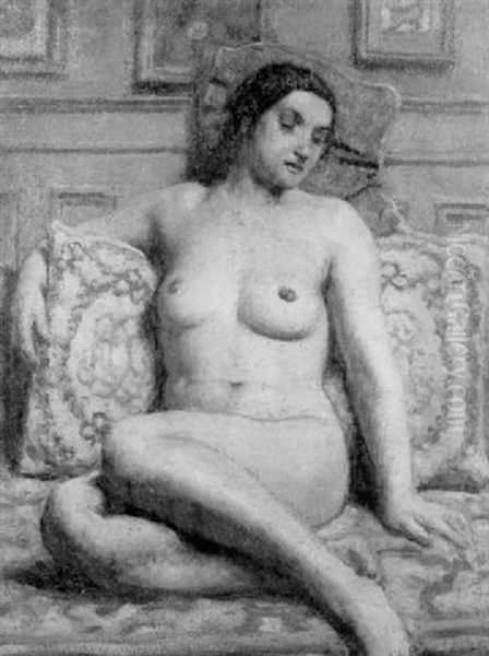 Nu Assis Au Coussin Oil Painting by Rene Xavier Francois Prinet