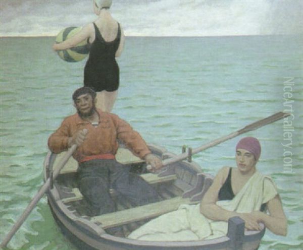 Le Bain (le Maitre Nageur) Oil Painting by Rene Xavier Francois Prinet