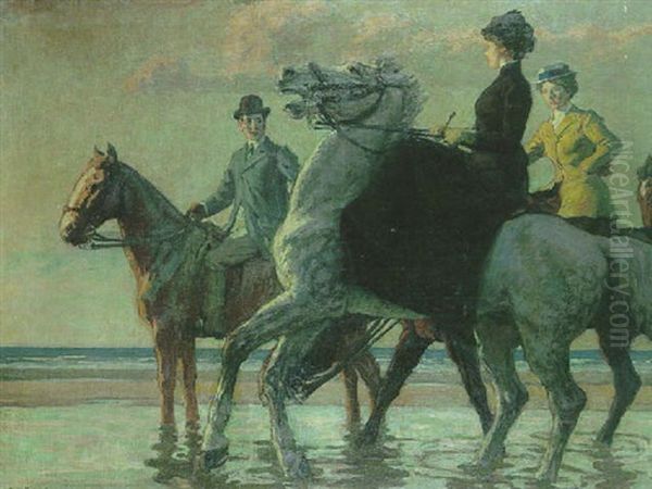 Les Amazones Sur La Plage Oil Painting by Rene Xavier Francois Prinet