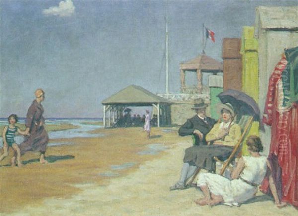 Cabourg : La Plage Oil Painting by Rene Xavier Francois Prinet
