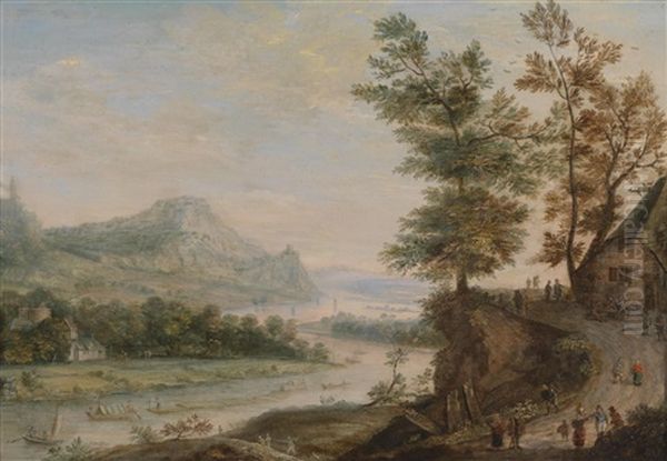 Flusslandschaft Oil Painting by Johannes Huibert Prins