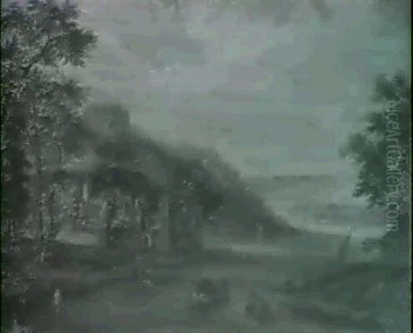 Two River Landscapes Oil Painting by Johannes Huibert Prins