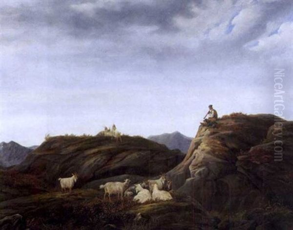 Gjetergutt Oil Painting by Christian August Printz