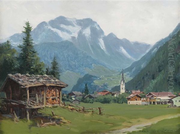 Blick Auf Ein Dorf In Den Alpen Oil Painting by Karl Ludwig Prinz
