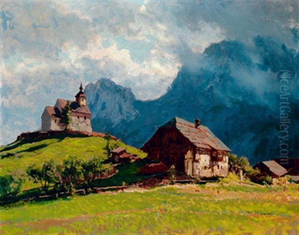 Die Bergkapelle In Purgg Oil Painting by Karl Ludwig Prinz