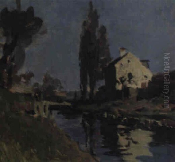 Am Neustadter Kanal Bei Guntramsdorf Oil Painting by Karl Ludwig Prinz