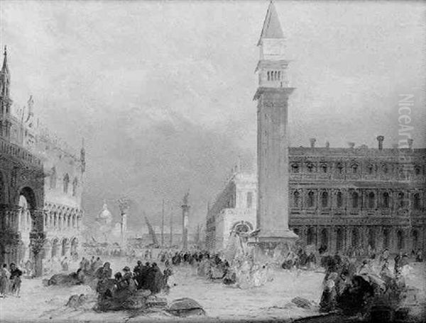A View Of The Piazetta With San Giorgio Maggiore Beyond Oil Painting by Edward Pritchett