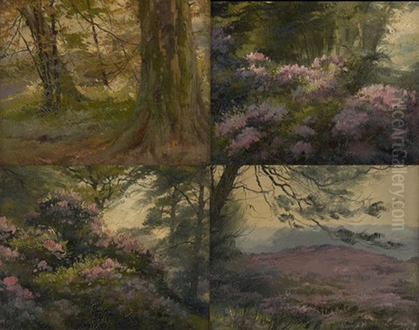 Paysages (4 Works) Oil Painting by Henri Privat-Livemont