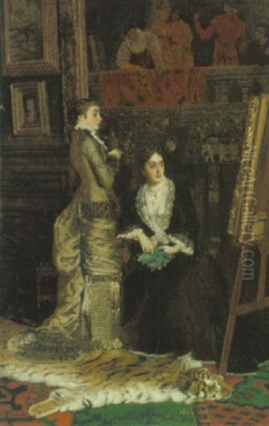 Kunstkennerinnen Oil Painting by Carl Probst