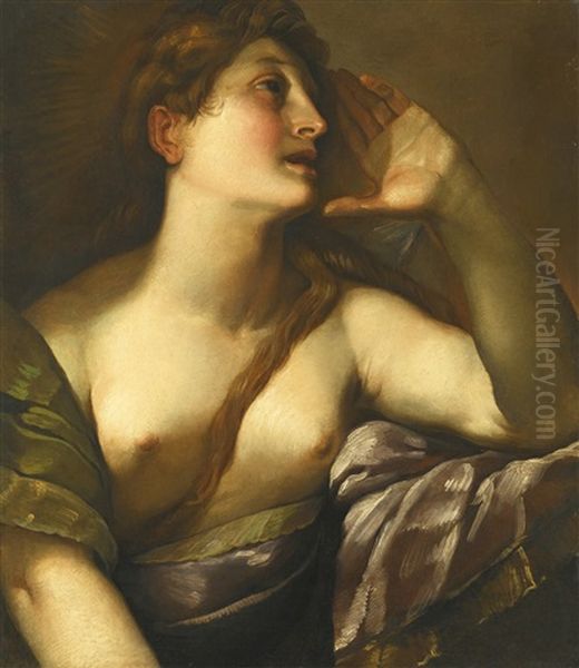Study Of A Female Figure Facing Right: The Penitent Magdalene Oil Painting by Giulio Cesare Procaccini