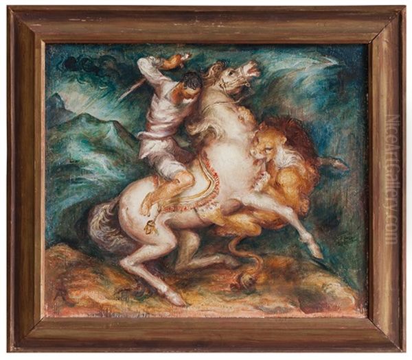 Boj S Dravcem Oil Painting by Antonin Prochazka