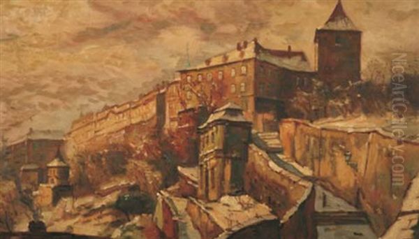 Zamecke Schody V Zime Oil Painting by Iaro Prochazka