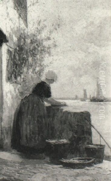 Waiting For The Boat Oil Painting by Adam Edwin Proctor