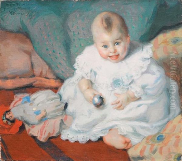 Petite Therese A La Poupee, 1911 Oil Painting by Victor Prouve