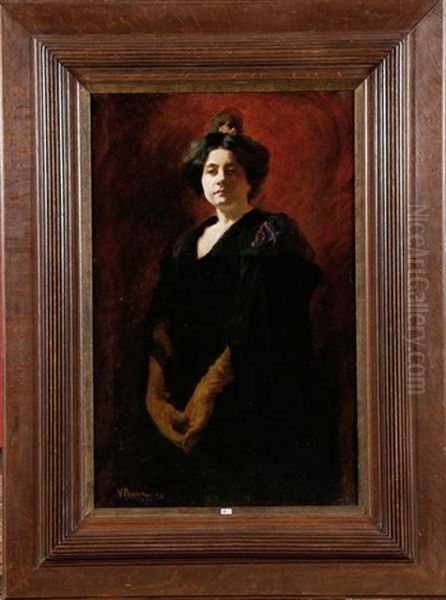 Portrait D'une Dame De Qualite En Tenue De Soiree Oil Painting by Victor Prouve