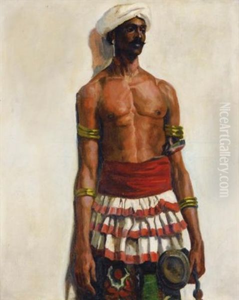 Danseur Aux Bracelets Dores Oil Painting by Victor Prouve