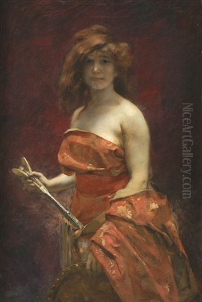 Femme Au Bouclier Et Au Glaive Oil Painting by Victor Prouve