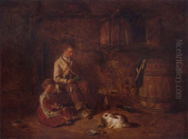 The Pet Rabbit Oil Painting by Alfred Provis