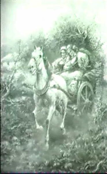 Frohliche Heimfahrt. Oil Painting by Gustav Prucha