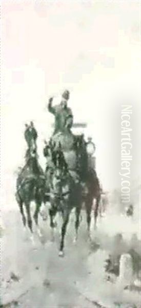 The Galloping Coach Oil Painting by Gustav Prucha