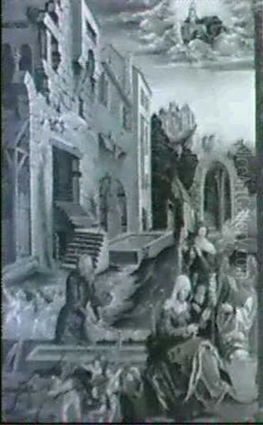 Die Heilige Familie In Der Zimmermannswerkstatt Oil Painting by Hans Pruckendorfer