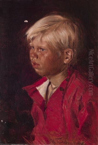 Portrait Of A Boy Oil Painting by Illarion Mikhailovich Pryanishnikov