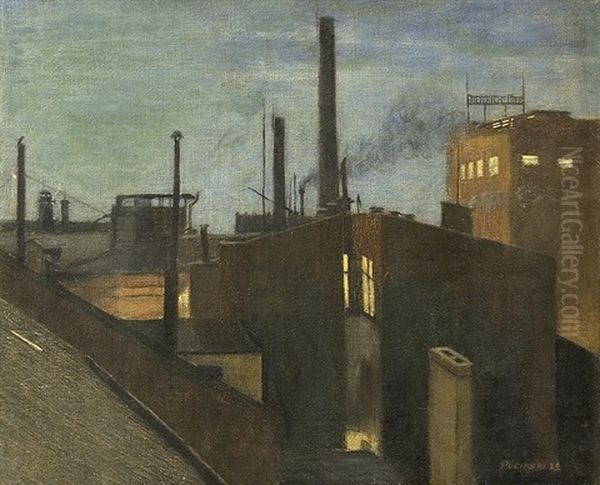 Evening At The Dieterich Brewery Oil Painting by Viktor Pucinski