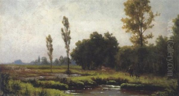 Ein Jager In Aulandschaft Oil Painting by Victor Puhonny