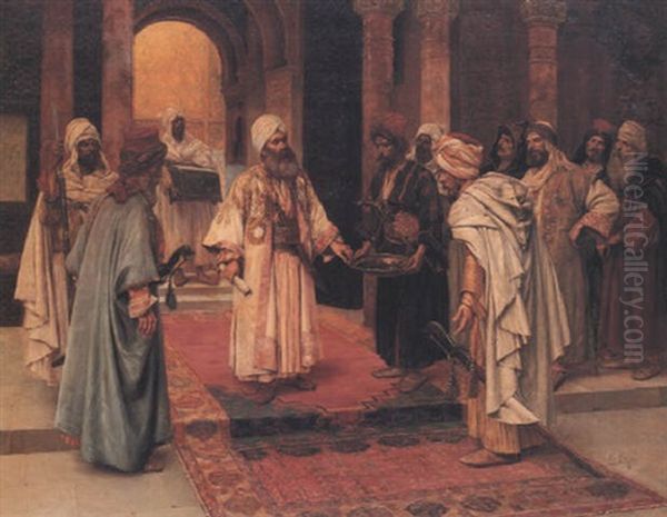 Le Visiteur Honore Oil Painting by Clemente Pujol de Gustavino