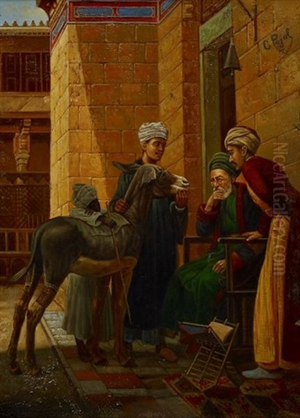 Le Marchand Et L'ane Oil Painting by Paul Pujol